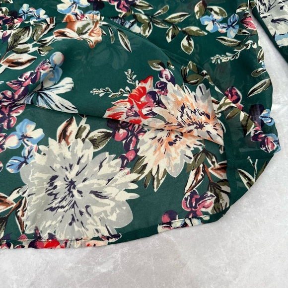 Women’s A New Day Target Floral Sheer Long Sleeve V-Neck Top Medium - Picture 6 of 16